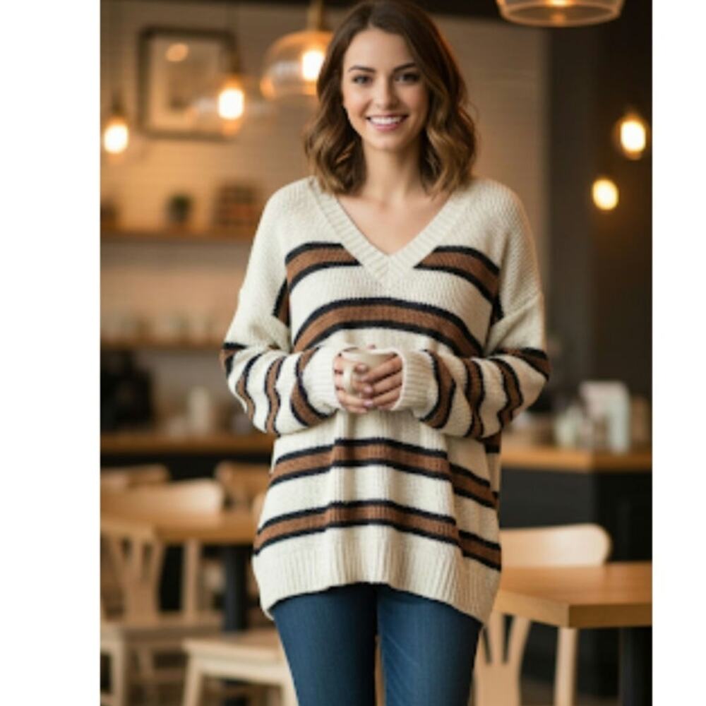 American Eagle Striped Sweater XS Womens Multicolor Light Weight Long Sleeve‎